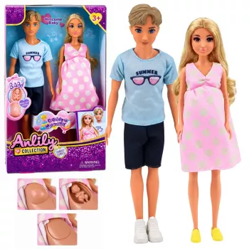 LEAN TOYS Anlily pere nukkude komplekt: rase ema, isa, beebi, imik
