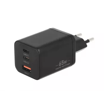 MOVANO GaN 65W 2x USB-C PD + USB-A laadija (must)