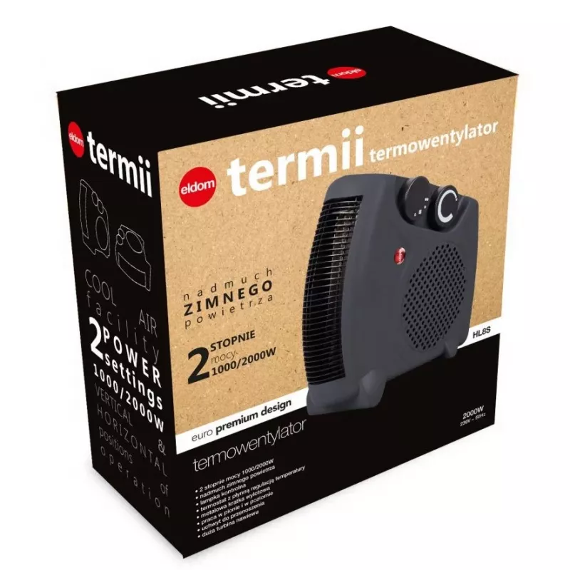ELDOM HL8S ventilaatoriga elektrikeris sisetingimustesse hall 2000 W