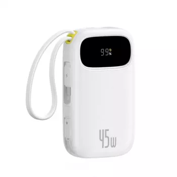 Baseus EnerFill FC31 QPow3 10000mAh 45W akupank digitaalnäidikuga ja 2 sisseehitatud USB-C kaabliga - valge