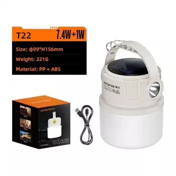 SUPERFIRE T22 laetav LED-laagrilatern koos akupangaga, 350 luumenit, magnetiline alus, riputuskonks, IP44