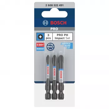 Bosch 2608522491 Phillips PH2 otsakute komplekt, 3 tk, 25 mm, 1/4 tolline kuuskantvars