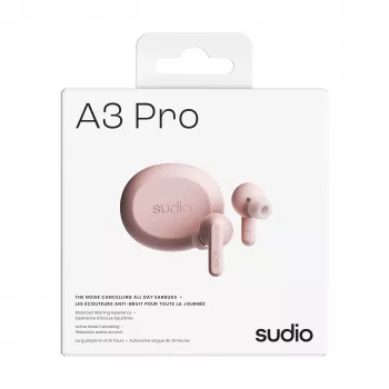 Sudio A3 Pro tõelised juhtmevabad Bluetooth-kõrvaklapid aktiivse mürasummutusega, roosa A1PROPNK
