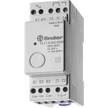 Finder 72.11.9.024.0000 taseme juhtrelee, 24V AC/DC, fikseeritud 150 kΩ tundlikkus, 1 CO 10A, DIN-liist
