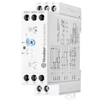 Finder 83.02.0.240.0003 mitmefunktsiooniline ajarelee, 8 funktsiooni, 24-240V AC/DC, 2 ümberlülituskontakti, 0,05s-10 päeva