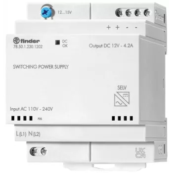 Finder 78.50.1.230.1202 DIN-liinil toiteallikas 12 V DC 4,6 A 50 W
