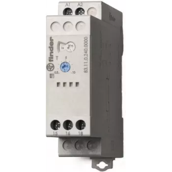 Finder 83.11.0.240.0000 ON-viivitusega taimer-relee, 240V AC, 1 CO, 0,05s-100h, DIN-liistule