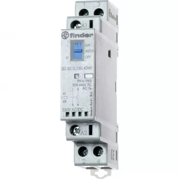 Finder 22.32.0.230.4540 Paigalduskontaktor 230V AC/DC, 1NO+1NC, LED, 25A, DIN-liist