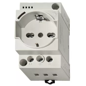 Finder 7U.00.8.230.0000 DIN-liinile kinnitatav Schuko pistikupesa, 230 V AC, 16 A, hall RAL 7035