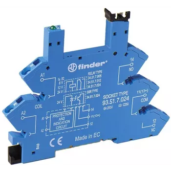 Finder relee pesa 93.51.8.240, vedruklemmid, DIN-liin, sinine, 34.51/34.81 jaoks