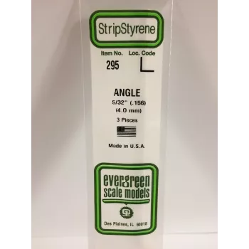 Evergreen polüstüreen L-profiil 350 x 4 x 4 mm, 3 tk, valge