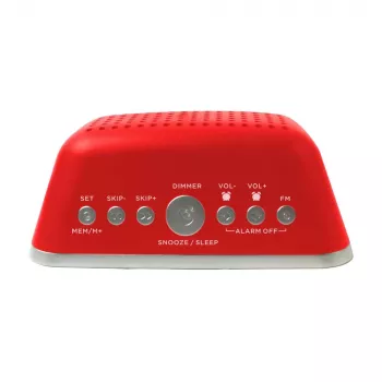 AIWA CRU-19RD punane raadioäratuskell FM/AM tuuneriga, kahe häirega, snooze, une taimer, LED-ekraan, akupatarei varutoide