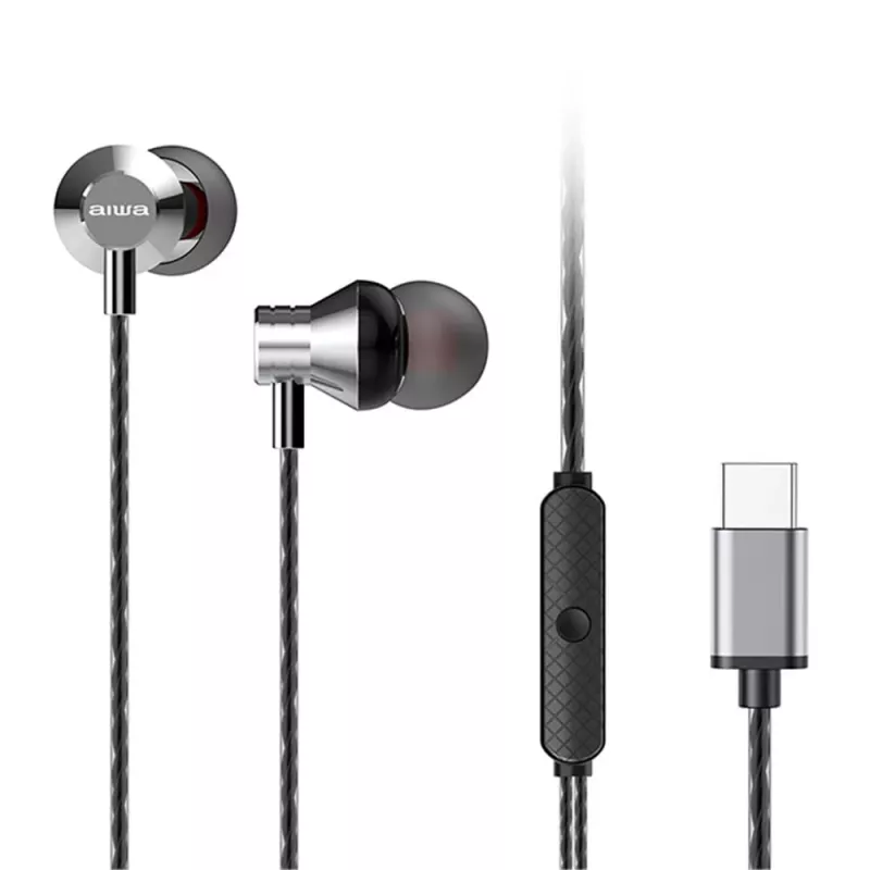 AIWA ESTM-50USB-C/SL kõrvasisene stereokõrvaklapp mikrofoniga, USB-C, hõbedane
