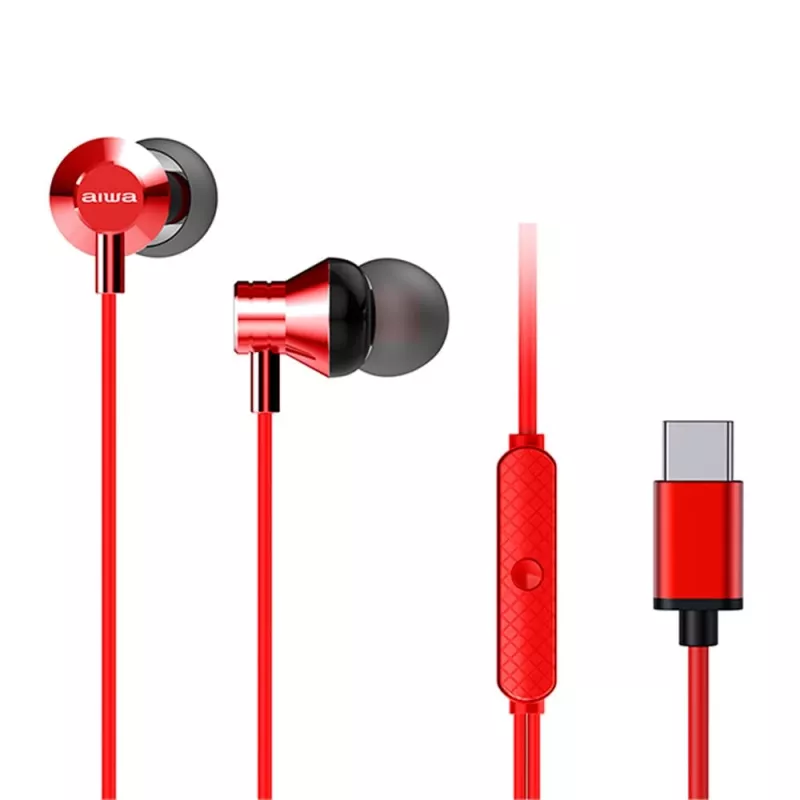 AIWA ESTM-50USB-C/RD kõrvasisene stereopeakomplekt mikrofoniga, USB-A, punane