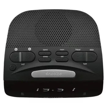 AIWA CR-15 Digitaalne FM kellraadio kahe äratusega, LED-ekraan, unetaimer - must