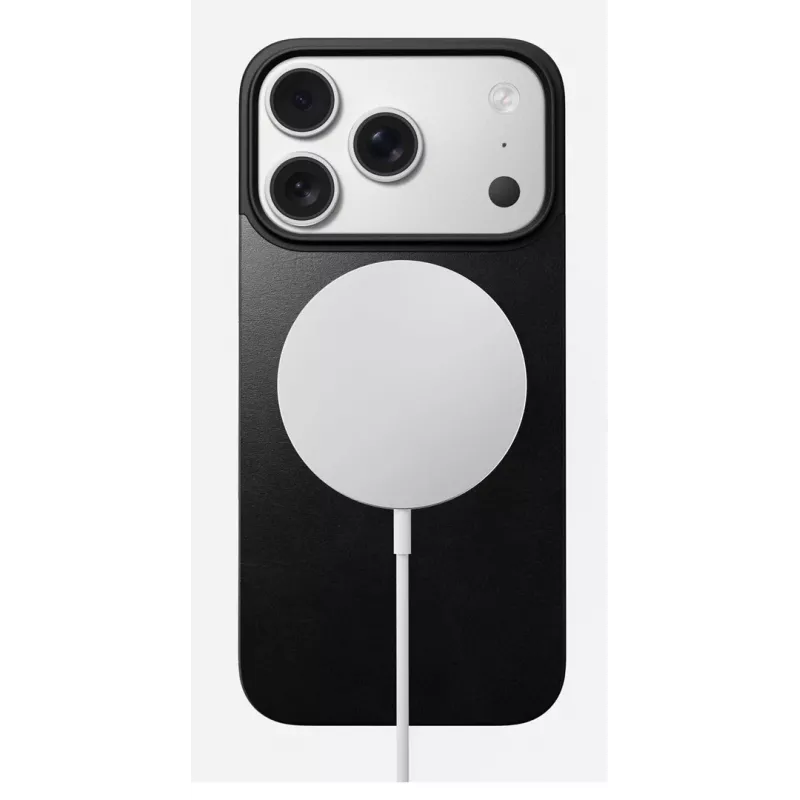 NOMAD Magnetic Leather Back iPhone 17 Pro jaoks – MagSafe ühilduv, Horween nahk, must