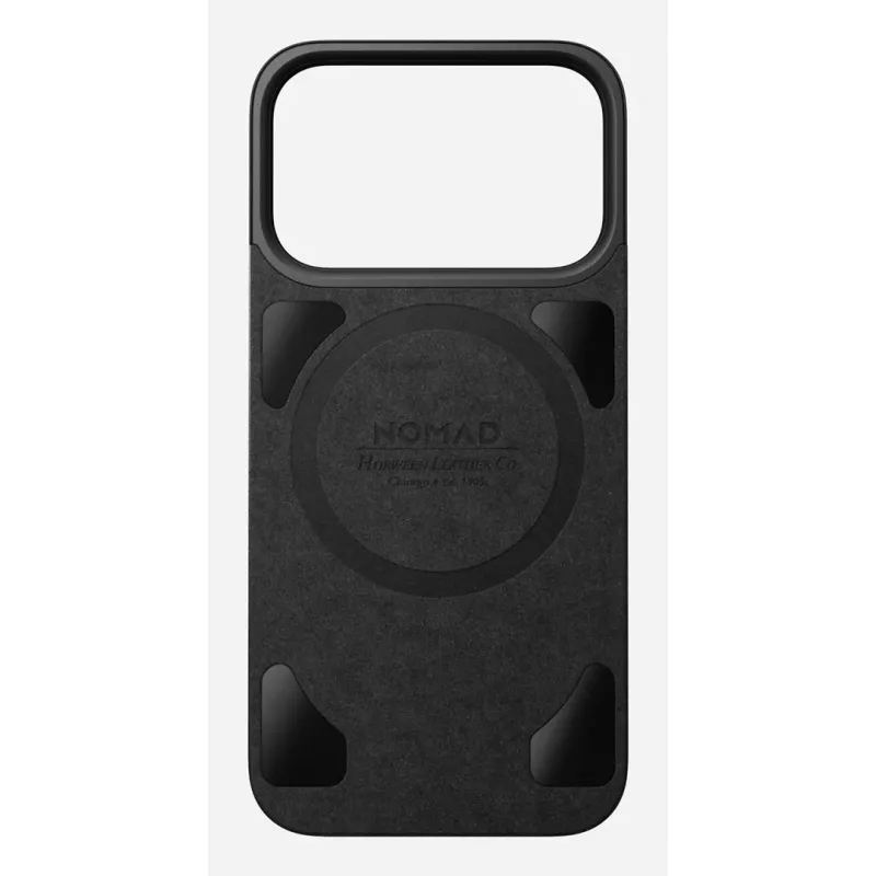 NOMAD Magnetic Leather Back iPhone 17 Pro jaoks – MagSafe ühilduv, Horween nahk, must