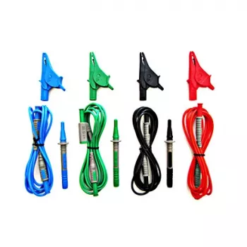 HT Instruments universaalne testjuhtmete komplekt G3, CAT IV 600V / CAT III 1000V, 10A, 1,5 m silikoonjuhtmed sondide ja krokodilliklambritega, punane/must 1006210