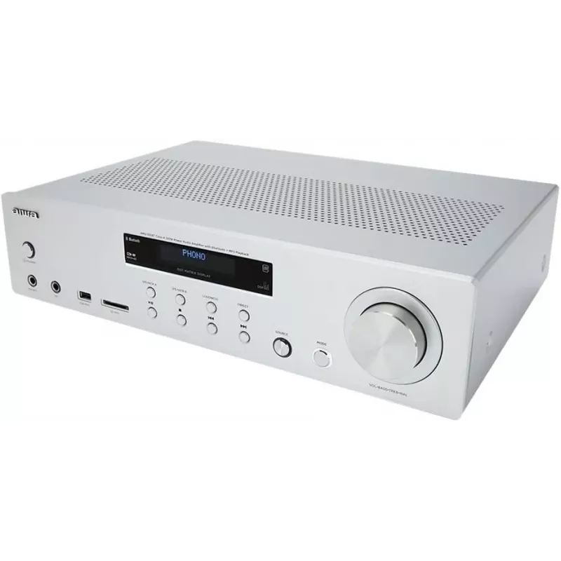 AIWA AMU-120BT/SL mikro hi-fi süsteem Bluetoothiga, DAB+/FM, 200W PMPO, hõbedane