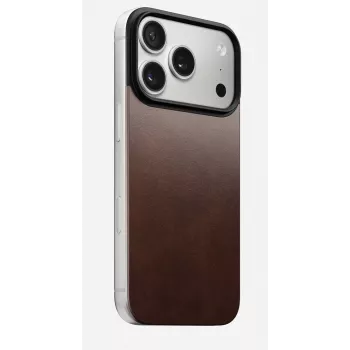 NOMAD Magnetic Leather Back iPhone 17 Pro jaoks, MagSafe-iga ühilduv, Horween nahk, Rustic Brown