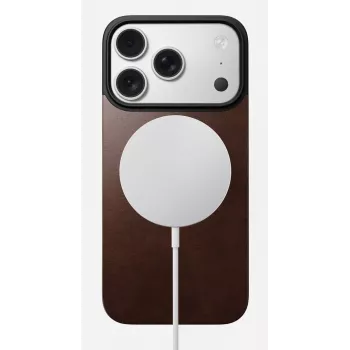 NOMAD Magnetic Leather Back iPhone 17 Pro jaoks, MagSafe-iga ühilduv, Horween nahk, Rustic Brown