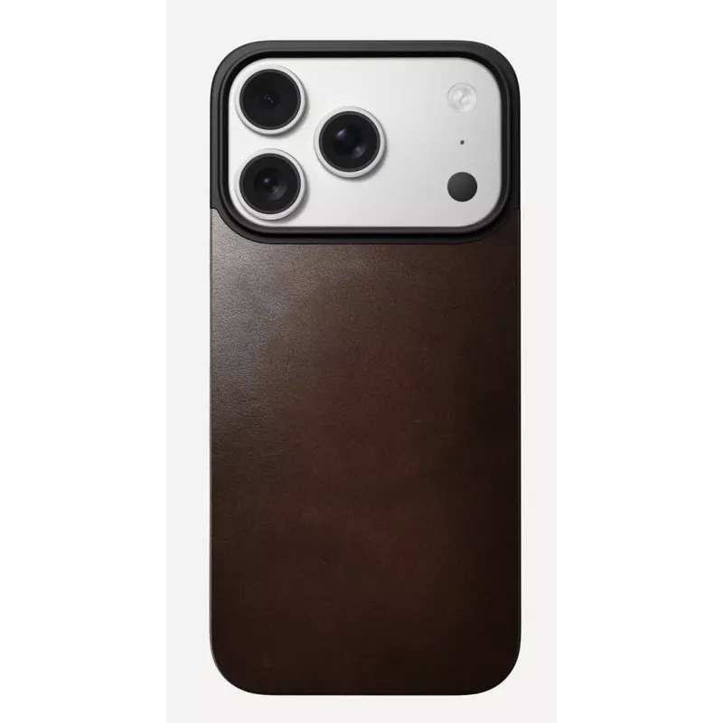 NOMAD Magnetic Leather Back iPhone 17 Pro jaoks, MagSafe-iga ühilduv, Horween nahk, Rustic Brown