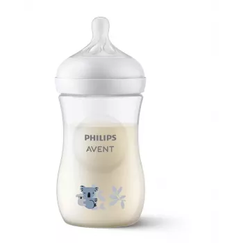 Philips Avent Natural Response Koala beebipudel 260 ml keskmise vooluga lutiga, 1 kuu+