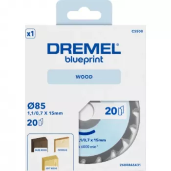Dremel CS500 puidu ketassaetera 85mm, volframkarbiidiga kaetud, 20 hammast, DSM20 kompaktsele saele 2608846431