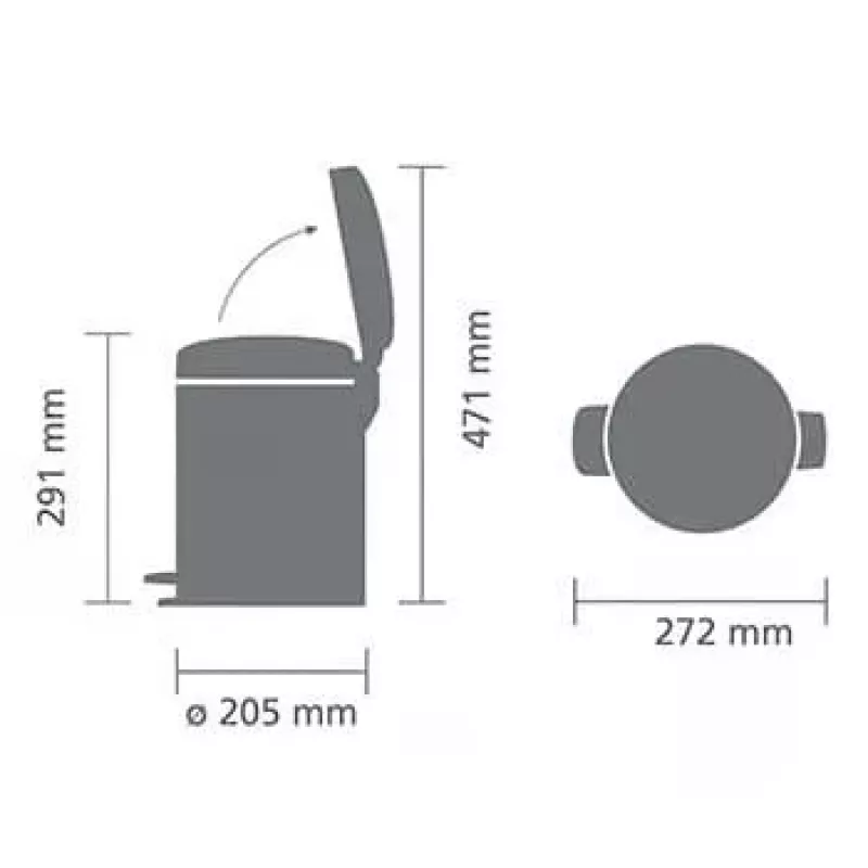 Brabantia NewIcon 5L pedaaliga prügikast Brilliant Steel