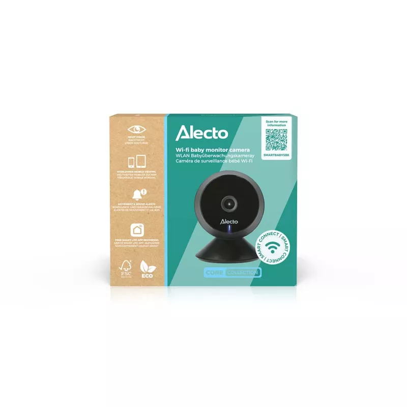Alecto SMARTBABY5BK digitaalne videobeebimonitor, 2,4 GHz FHSS, 2,4 inch värviline LCD, öönägemine, kahesuunaline kõne, temperatuuriandur, hällilaulud, VOX, must