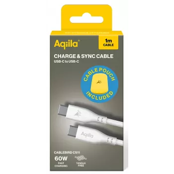 AQIILA Cablebird CS11 USB-C - USB-C laadimis- ja sünkroonkaabel 1m 60W must AQCBPBIC1SI812