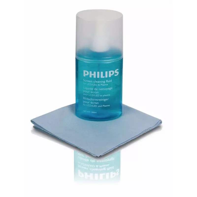 PHILIPS SVC1116B/10 ekraanipuhastuskomplekt LED-, LCD-, plasma-, OLED-ekraanidele, nutitelefonidele, tahvelarvutitele, sülearvutitele, teleritele - 200 ml geelpihusti + mikrokiudlapp