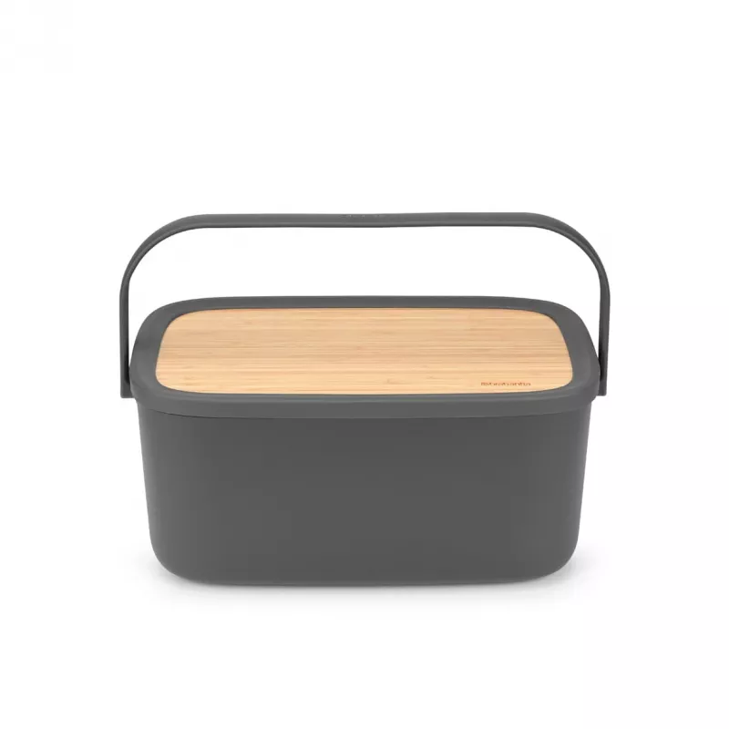 Brabantia rulluv kaanega leivakarp, matt tumehall, 2 pätsi mahutavus, teras