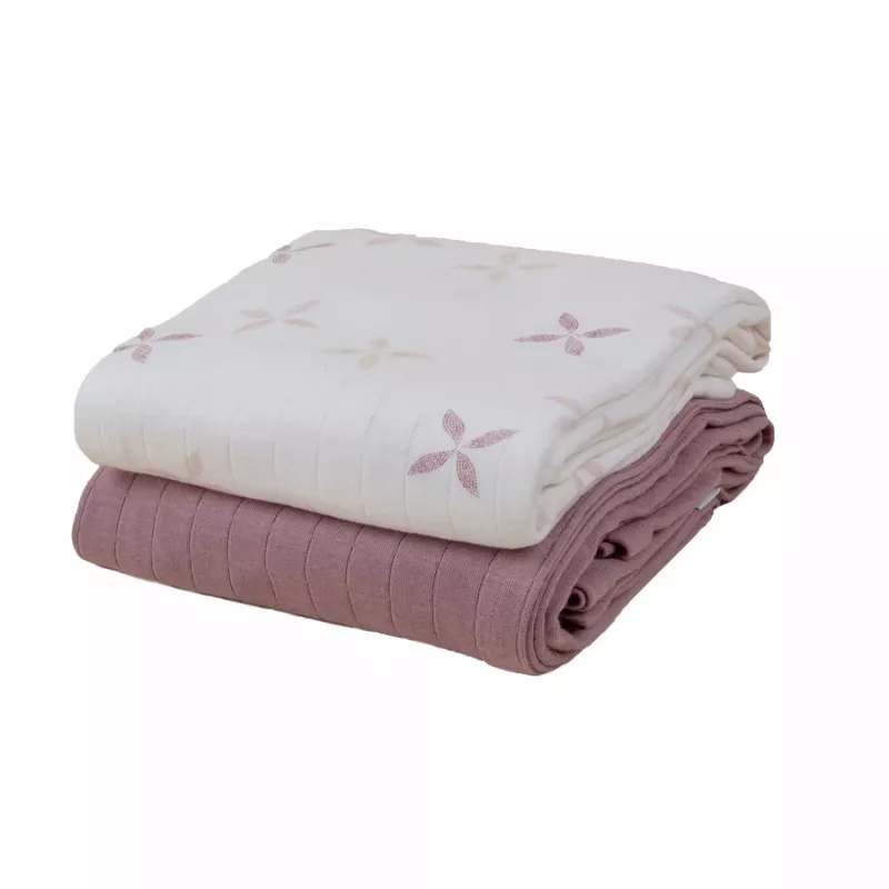 Lodger Swadler Solid Matcha puuvillane mähkimistekk, Powder Rose, 110x110 cm, 2-pakk