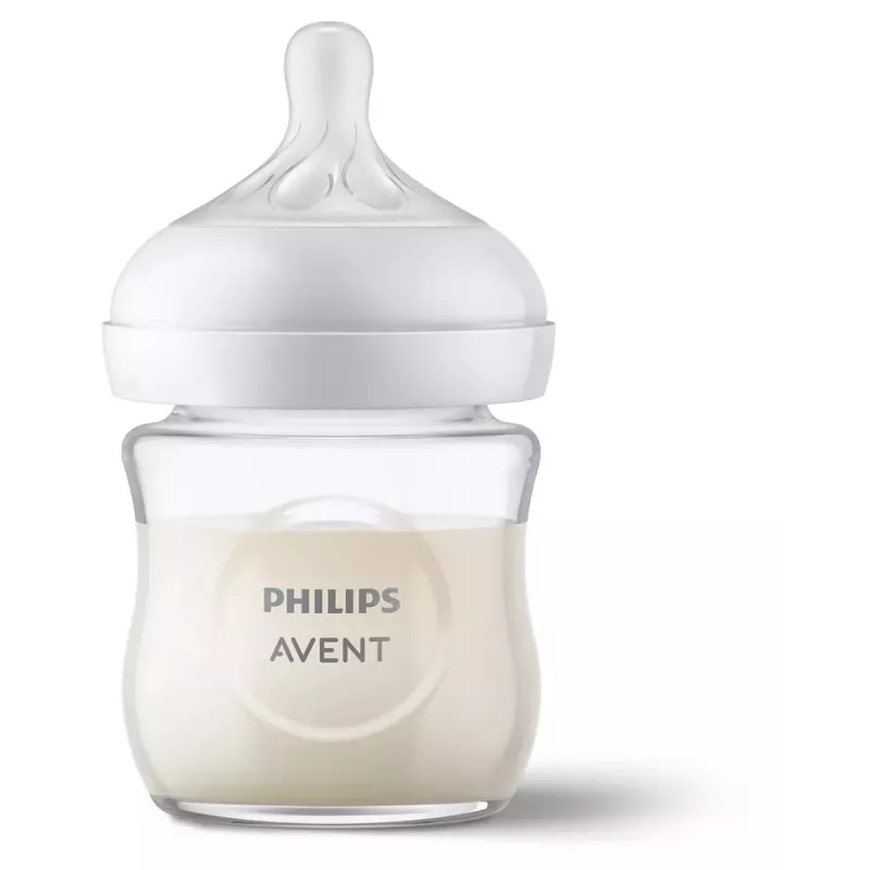 Philips Avent Natural Response klaasist beebipudel 125 ml vastsündinu otsikuga, 0m+