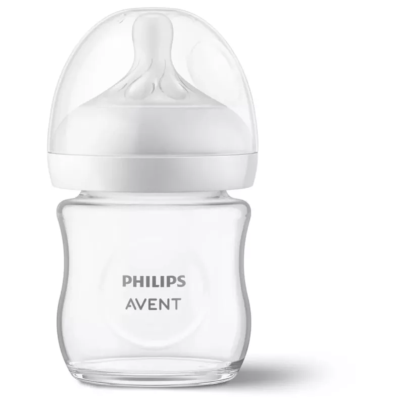 Philips Avent Natural Response klaasist beebipudel 125 ml vastsündinu otsikuga, 0m+