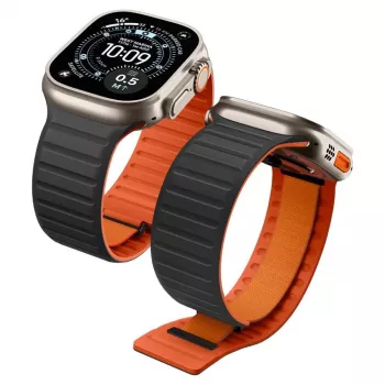 Spigen Athlex Air M käevõru Apple Watch 8/9/10/11/SE/Ultra jaoks (44/45/46/49 mm) - must/oranž