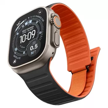 Spigen Athlex Air M käevõru Apple Watch 8/9/10/11/SE/Ultra jaoks (44/45/46/49 mm) - must/oranž