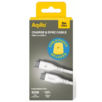 AQIILA Cablebird CS12 USB-C - USB-C laadimis- ja sünkroonimiskaabel 2m 60W must AQCBPBIC2SI829