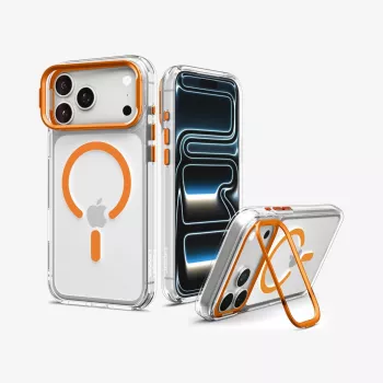 Spigen Ultra Hybrid Optik S MagSafe ümbris iPhone 17 Pro Max / 18 Pro Max jaoks - läbipaistev/oranž