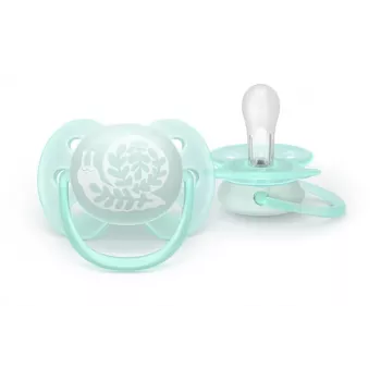 Philips Avent Ultra Soft DECO lutt 0-6 kuud, 2-pakk, silikoon, BPA-vaba, steriliseerimiskarbiga