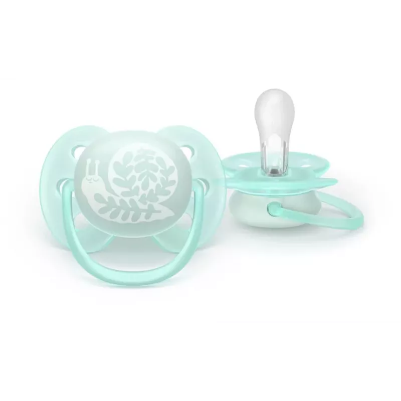 Philips Avent Ultra Soft DECO lutt 0-6 kuud, 2-pakk, silikoon, BPA-vaba, steriliseerimiskarbiga