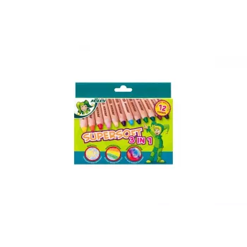 JOLLY Supersoft 3 in 1 värvilised pliiatsid, erinevad värvid, 12 tk (5956-0002)