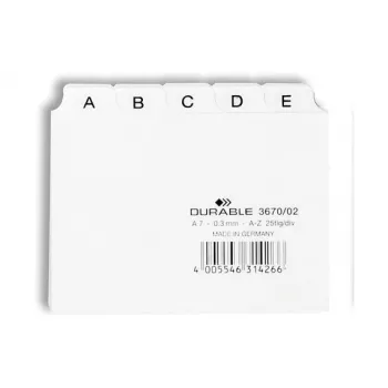 DURABLE A-Z tähestikuline kaardiregister valge DIN A7 kaardikarpidele