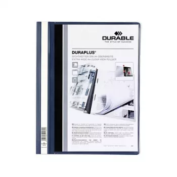 DURABLE DURAPLUS esitluskaust läbipaistva esitasku ja libiseva klambriga, tumesinine, A4, mahutab 30 lehte