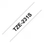 Brother TZe-231S 12mm must-valge laminaatkleeps (4m)