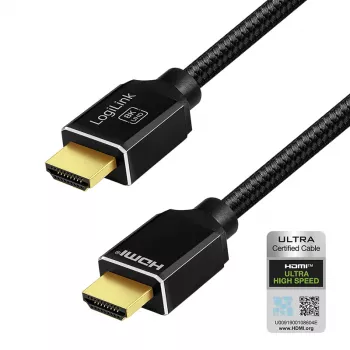 LogiLink HDMI-kaabel A/M - A/M 8K/60 Hz 48 Gbps metall/nailon sertifitseeritud must 5 m