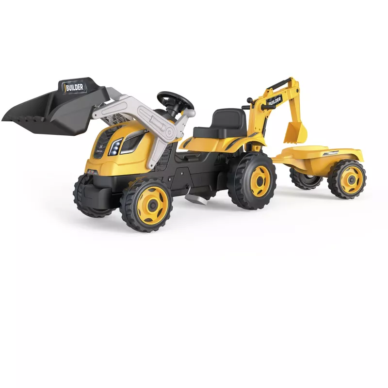 SMOBY Tractor Max pedaaliga sõidetav mänguauto koos haagisega, roheline, alates 3. eluaastast