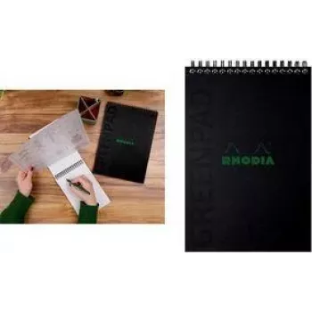 RHODIA GREENPAD spiraalmärkmik A5+ jooneline must 160x210mm 90gsm 80 lehte 119929C