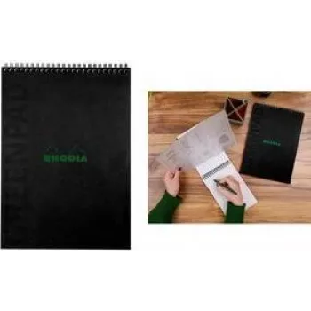 RHODIA GreenPad spiraalmärkmik A4+ jooneline must 90gsm 80 lehte 119927C